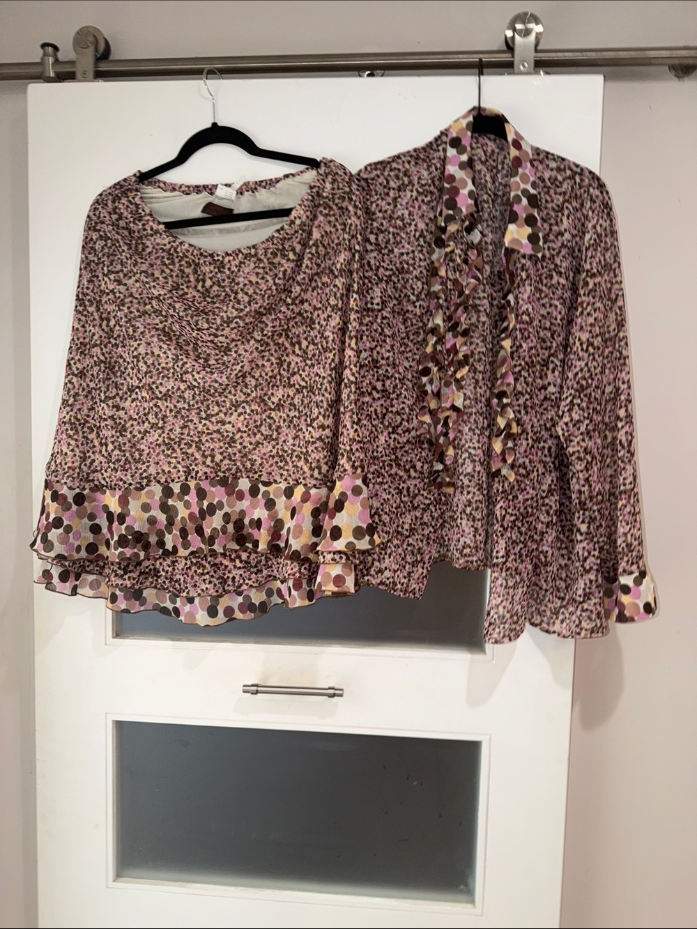 Women’s Pink Patterned Blouse and Coordinating Top Set